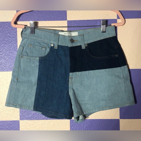 NWOT Marques Almeida x 7 For All Mankind Denim Patchwork Shorts Rem’ade Limited - Picture 2 of 7